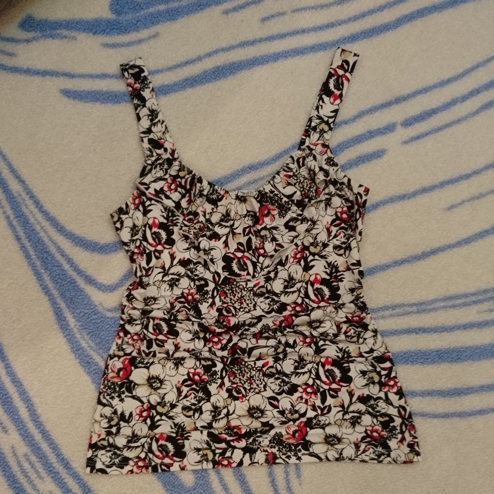 WHBM floral tank with ruffle bib